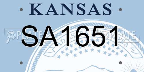 SA1651 Kansas License Plate