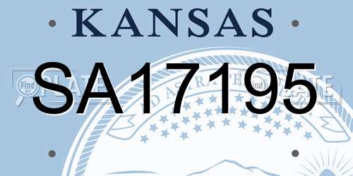 SA17195 Kansas License Plate