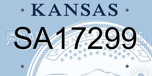 SA17299 Kansas License Plate