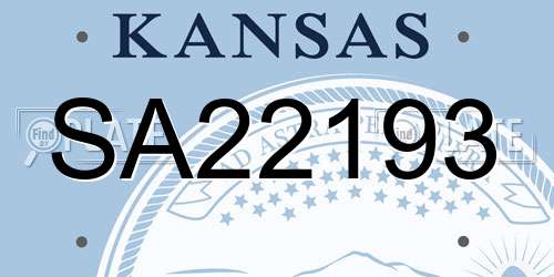SA22193 Kansas License Plate