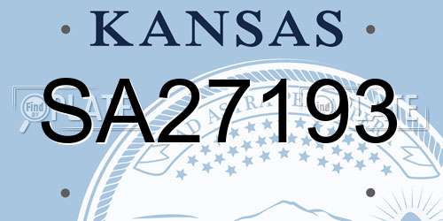 SA27193 Kansas License Plate