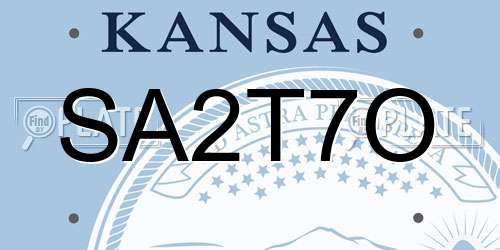 SA2T7O Kansas License Plate