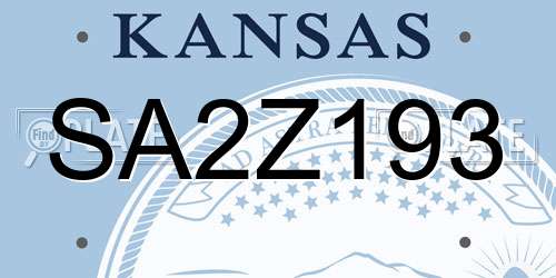 SA2Z193 Kansas License Plate