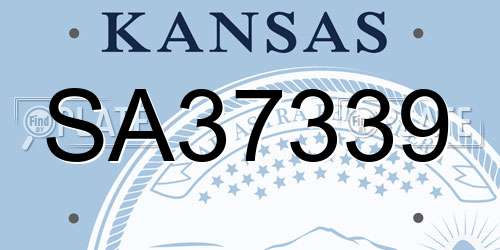 SA37339 Kansas License Plate