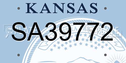 SA39772 Kansas License Plate