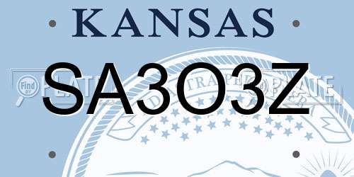 SA3O3Z Kansas License Plate