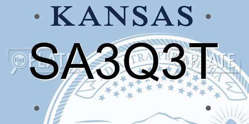 SA3Q3T Kansas License Plate