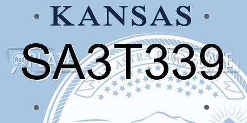 SA3T339 Kansas License Plate