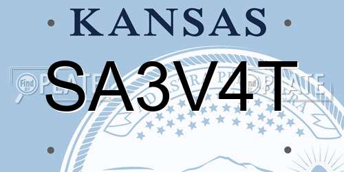 SA3V4T Kansas License Plate