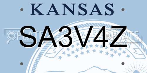 SA3V4Z Kansas License Plate