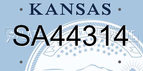 SA44314 Kansas License Plate
