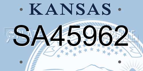 SA45962 Kansas License Plate