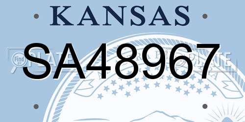 SA48967 Kansas License Plate