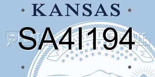 SA4I194 Kansas License Plate