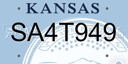 SA4T949 Kansas License Plate