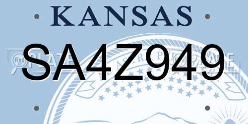 SA4Z949 Kansas License Plate