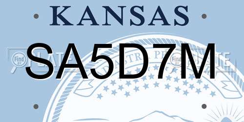 SA5D7M Kansas License Plate