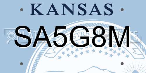 SA5G8M Kansas License Plate