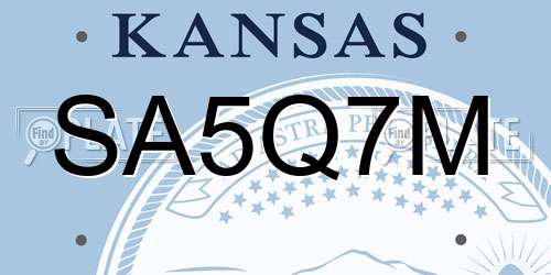 SA5Q7M Kansas License Plate