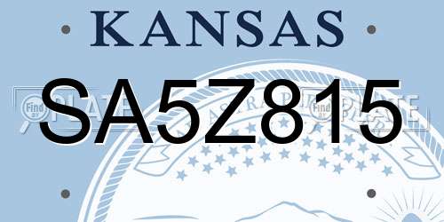 SA5Z815 Kansas License Plate