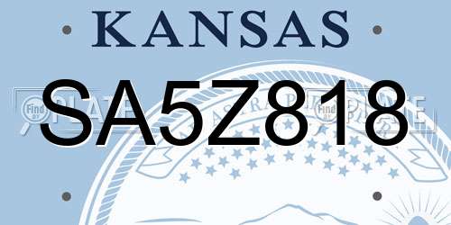 SA5Z818 Kansas License Plate