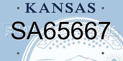 SA65667 Kansas License Plate
