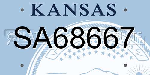 SA68667 Kansas License Plate