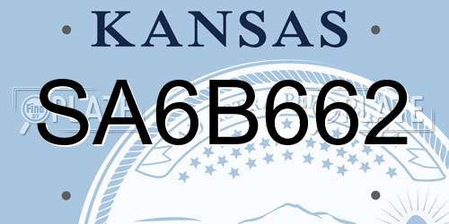 SA6B662 Kansas License Plate
