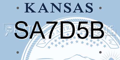 SA7D5B Kansas License Plate
