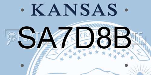 SA7D8B Kansas License Plate