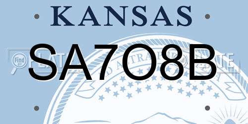 SA7O8B Kansas License Plate