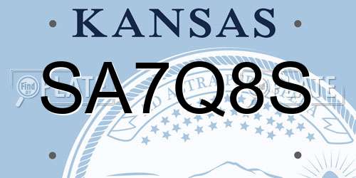 SA7Q8S Kansas License Plate