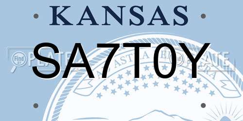 SA7T0Y Kansas License Plate