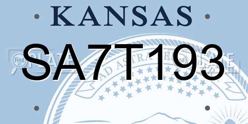 SA7T193 Kansas License Plate