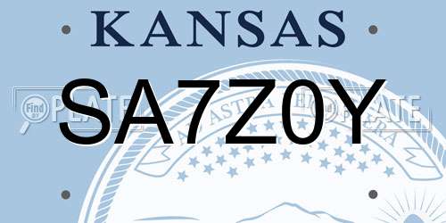 SA7Z0Y Kansas License Plate