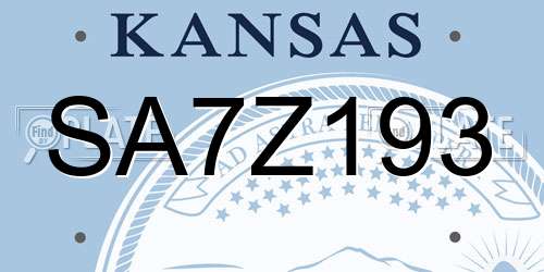 SA7Z193 Kansas License Plate