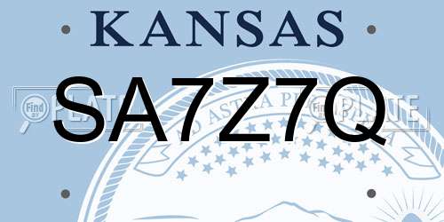 SA7Z7Q Kansas License Plate