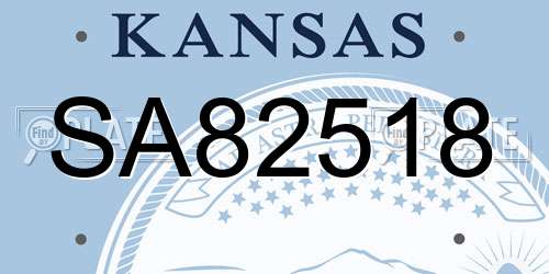 SA82518 Kansas License Plate