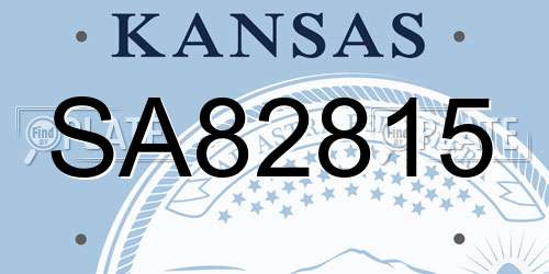 SA82815 Kansas License Plate