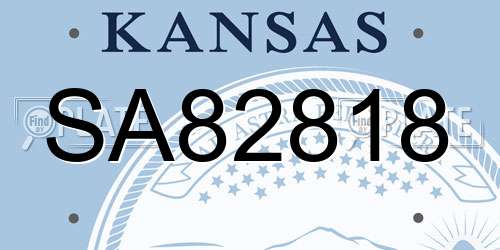 SA82818 Kansas License Plate
