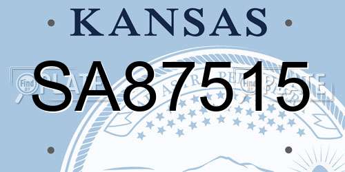 SA87515 Kansas License Plate
