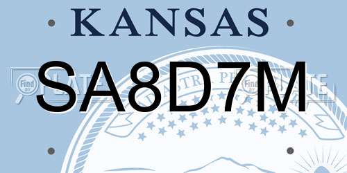 SA8D7M Kansas License Plate