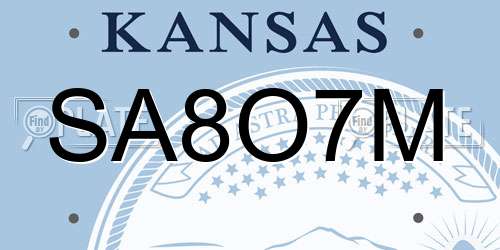 SA8O7M Kansas License Plate
