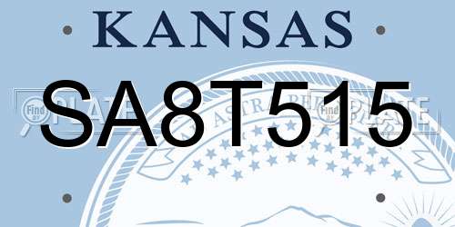 SA8T515 Kansas License Plate