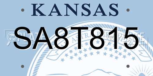 SA8T815 Kansas License Plate