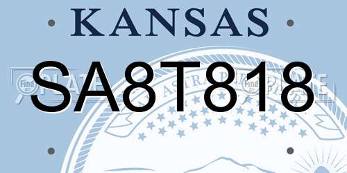 SA8T818 Kansas License Plate