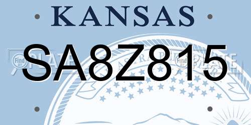 SA8Z815 Kansas License Plate