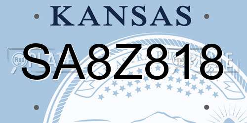 SA8Z818 Kansas License Plate
