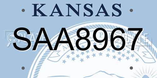 SAA8967 Kansas License Plate