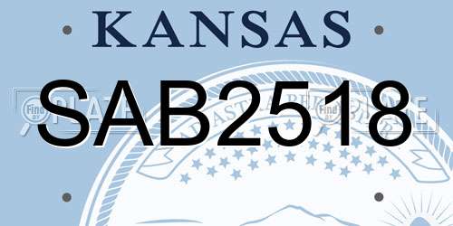 SAB2518 Kansas License Plate